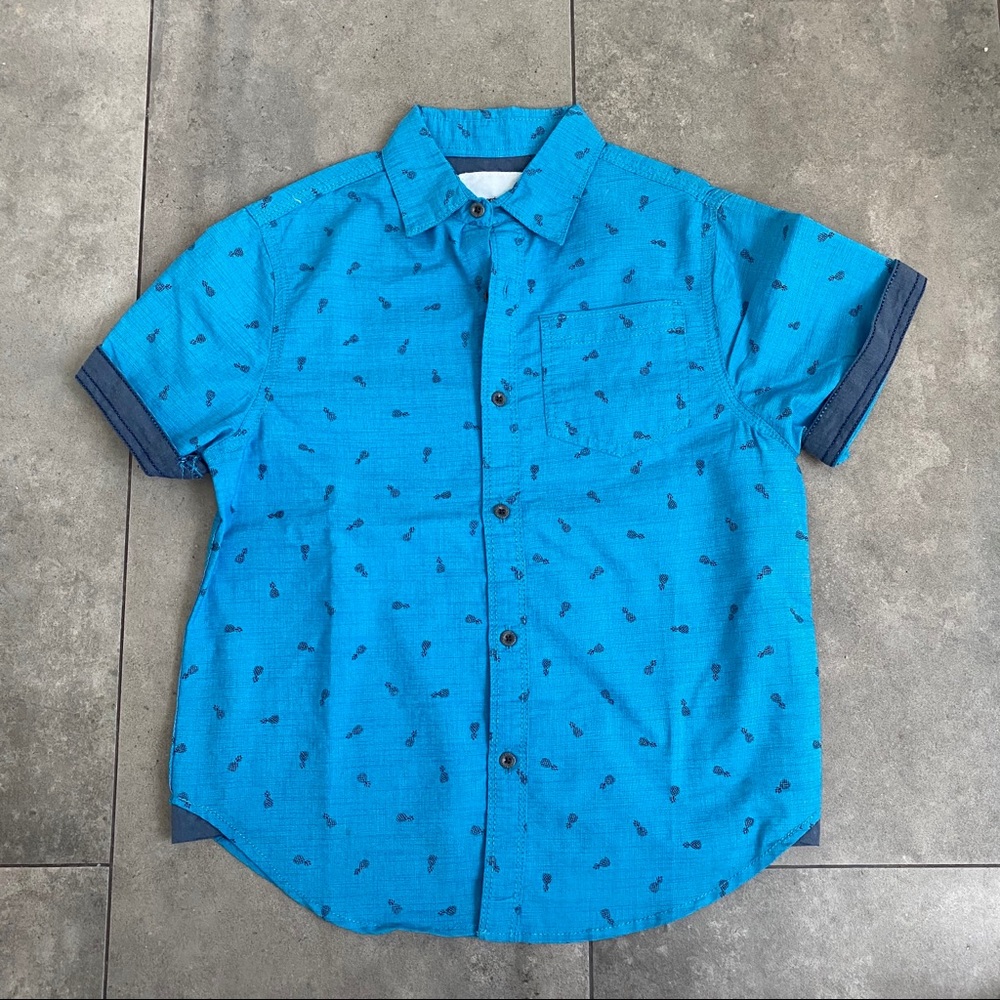 Boys Paper Denim & cloth blue pineapple shirt 6